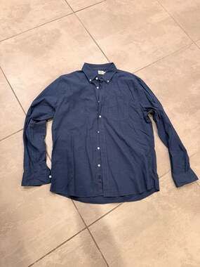Faherty Movement Shirt in Navy Blue Lyocell Blend - Mens XL